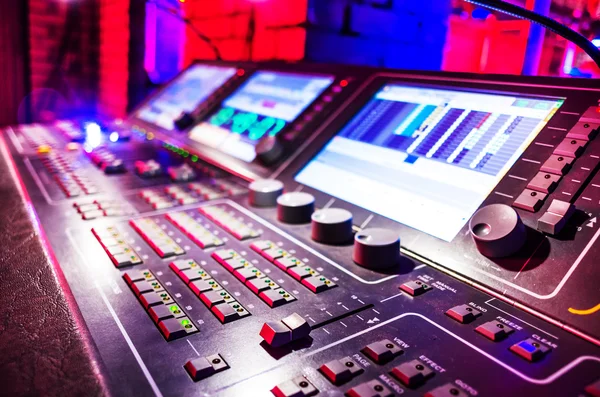 Audio sound mixer with buttons and sliders — Stock Photo, Image