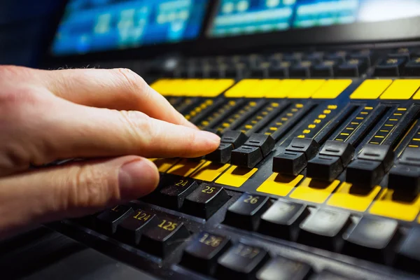 Audio sound mixer with buttons and sliders — Stock Photo, Image