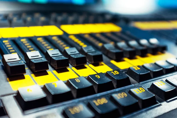 Audio sound mixer with buttons and sliders — Stock Photo, Image