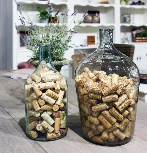 Wine cork in glass jar — Stock Photo, Image