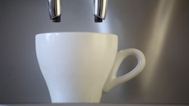 Kaffeemaschine macht zwei Deckel Kaffee — Stockvideo