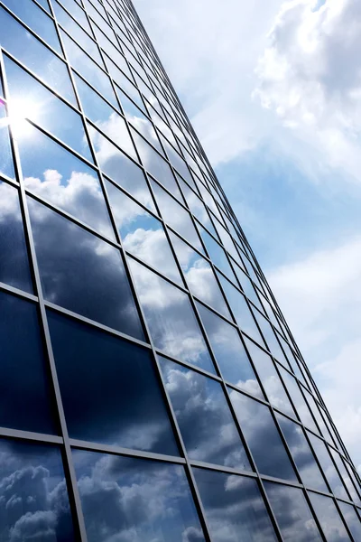 Modern blue glass wall of skyscraper — Stock Photo, Image