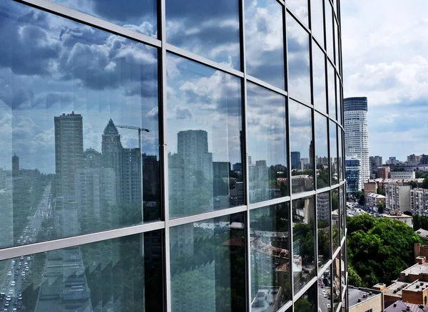 Modern blue glass wall of skyscraper — Stock Photo, Image