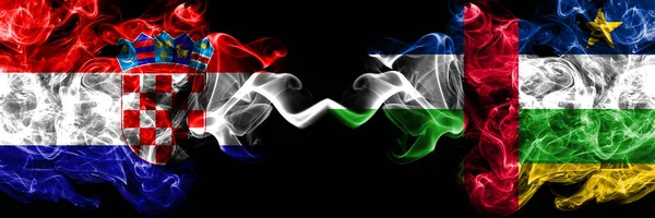 Croácia Croácia República Centro Africana Bandeiras Místicas Fumegantes Colocadas Lado — Fotografia de Stock