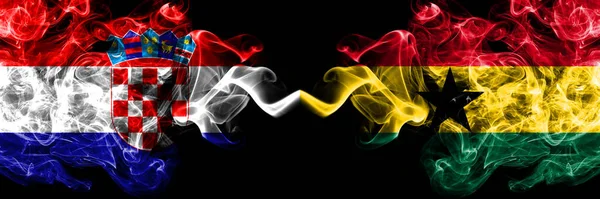 Croatia Croatian Ghana Ghanaian Smoky Mystic Flags Placed Side Side — Stock Photo, Image