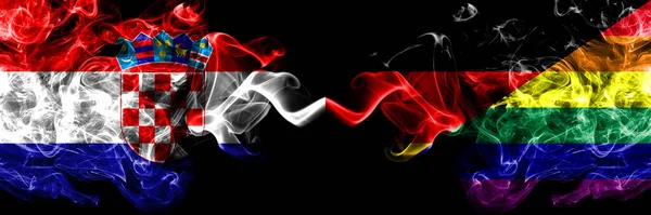 Chorvatsko Chorvatsko Německo Němčina Gay Pýcha Kouřové Mystické Vlajky Umístěny — Stock fotografie