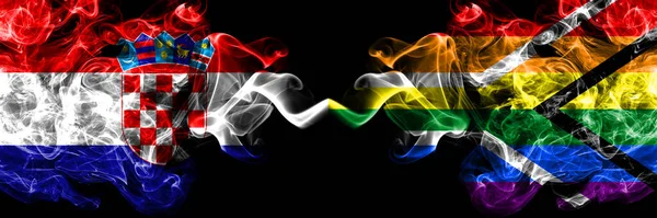 Croatia Croatian South Africa African Gay Smoky Mystic Flags Placed — Stock Photo, Image