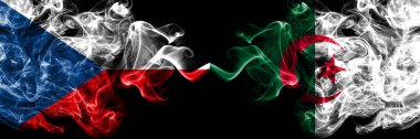 Çek Cumhuriyeti, Çek Cezayir 'e karşı, yan yana yerleştirilmiş Cezayir dumanlı mistik bayrakları. Kalın renkli ipeksi soyut duman bayrakları.
