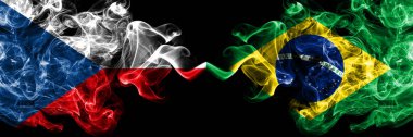 Çek Cumhuriyeti, Çek Brezilya 'ya karşı, yan yana yerleştirilmiş Brezilyalı dumanlı mistik bayraklar. Kalın renkli ipeksi soyut duman bayrakları.