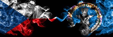 Çek Cumhuriyeti, Çek Cumhuriyeti, Kuzey Mariana Adaları 'na karşı yan yana yerleştirilmiş dumanlı mistik bayraklar. Kalın renkli ipeksi soyut duman bayrakları.