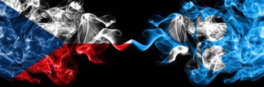 Çek Cumhuriyeti, Çek Cumhuriyeti, OPEC 'e karşı yan yana yerleştirilmiş gizemli bayraklar. Kalın renkli ipeksi soyut duman bayrakları.