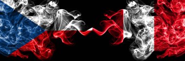 Çek Cumhuriyeti, Çek Peru 'ya karşı, yan yana yerleştirilmiş Peru dumanlı mistik bayrakları. Kalın renkli ipeksi soyut duman bayrakları.