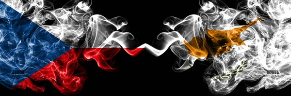 Czech Republic Czech Cyprus Cypriot Smoky Mystic Flags Placed Side — Stock Photo, Image