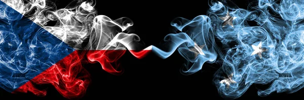 Czech Republic Czech Micronesia Smoky Mystic Flags Placed Side Side — Stock Photo, Image