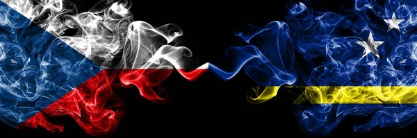 Czech Republic Czech Netherlands Dutch Holland Curacao Smoky Mystic Flags — Stock Photo, Image