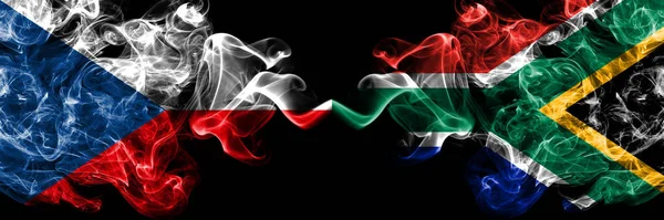 República Checa República Checa Sudáfrica Banderas Místicas Africanas Colocadas Una — Foto de Stock
