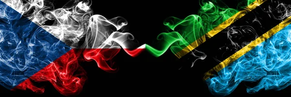 Czech Republic Czech Tanzania Smoky Mystic Flags Placed Side Side — Stock Photo, Image