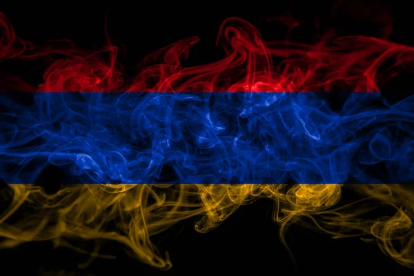 Вірменія Вірменський Прапор Диму Ізольований Чорному Тлі — стокове фото