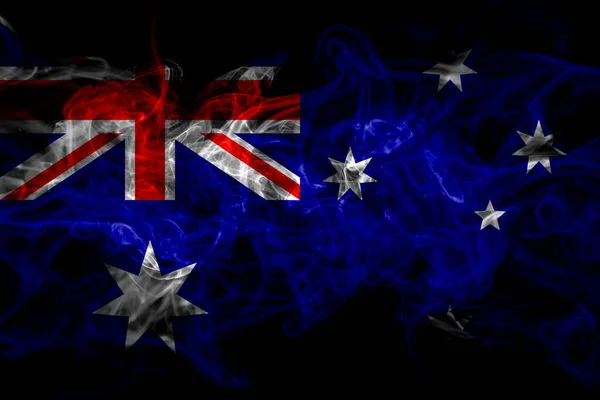 Австралия Австралийский Флаг Дыма Изолированы Черном Фоне — стоковое фото
