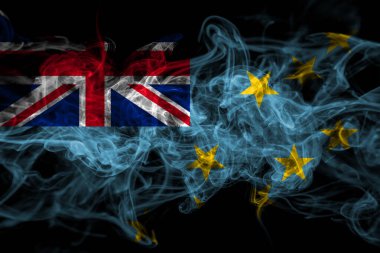 Tuvalu duman bayrağı siyah arkaplanda izole edildi