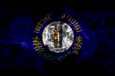 Amerika Birleşik Devletleri, Amerika, ABD, ABD, Amerikan ve Kentucky duman bayrağı siyah arka planda izole edildi