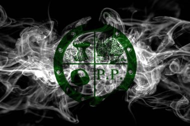 Amerika Birleşik Devletleri, Amerika, ABD, ABD, Amerikan, Pee Pee Township, Ohio duman bayrağı siyah arka planda izole edildi