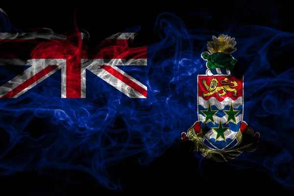 Bandera Humo Británica Británica Las Islas Caimán Aislada Sobre Fondo —  Fotos de Stock
