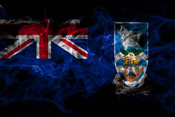 Британия Великобритания Фолклендские Острова Флаг Дыма Изолированы Черном Фоне — стоковое фото