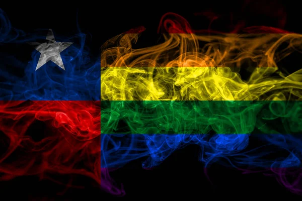 Chile Chilean Gay Smoke Flag Isolated Black Background — Stock Photo, Image