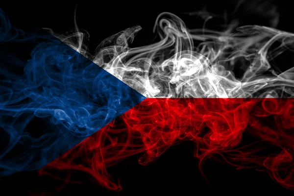 Flaga Dymna Republiki Czeskiej Izolowana Czarnym Tle — Zdjęcie stockowe