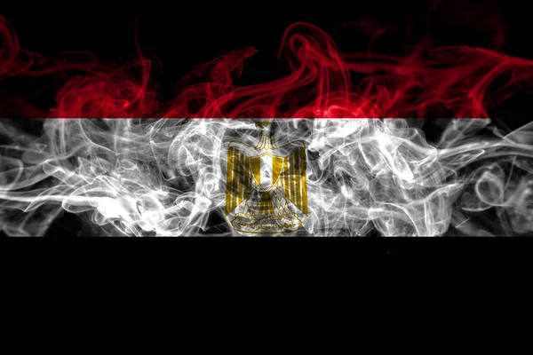 Egito Bandeira Fumaça Egípcia Isolada Fundo Preto — Fotografia de Stock