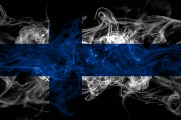 Finnország Fekete Alapon Izolált Finn Füst Zászló — Stock Fotó