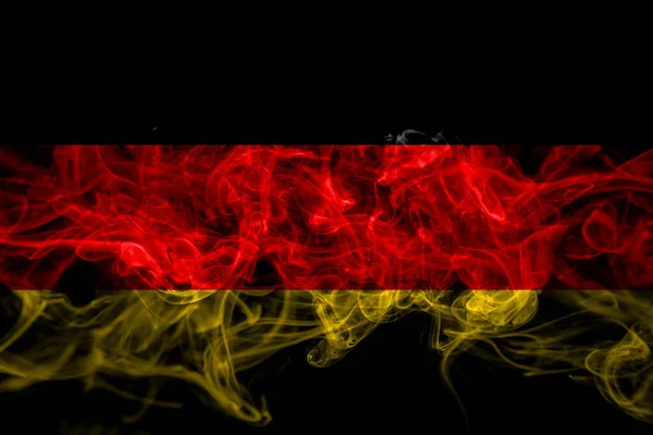 Німеччина Німеччина Німецький Прапор Диму Ізольований Чорному Фоні — стокове фото