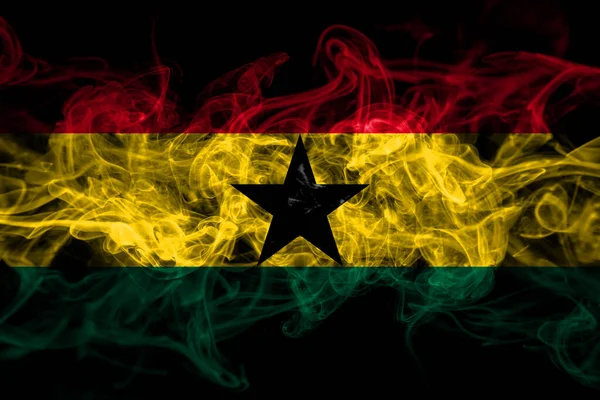 Ghana Ghanaische Rauchfahne Isoliert Auf Schwarzem Hintergrund — Stockfoto