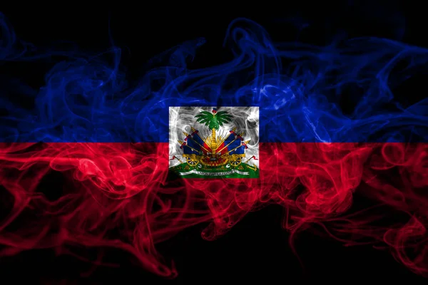 Haïti Rook Vlag Geïsoleerd Zwarte Achtergrond — Stockfoto