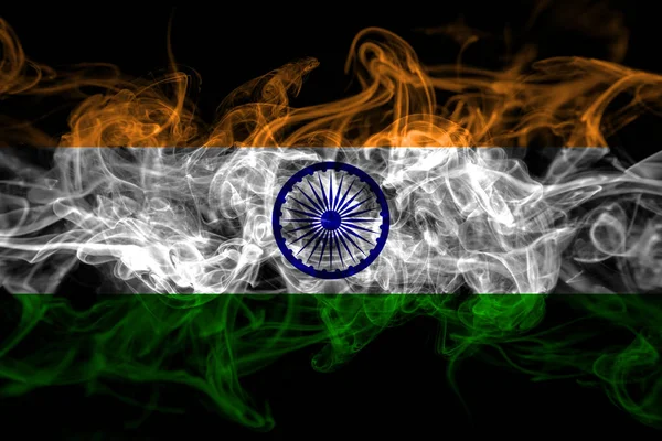 India Smoke Flag Isolated Black Background — Stock Photo, Image