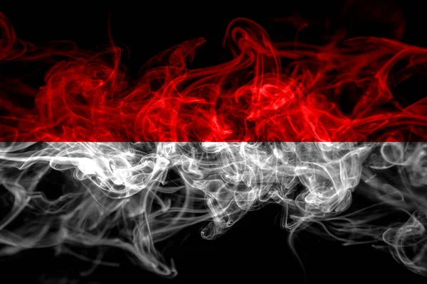 Indonésia Bandeira Fumaça Indonésia Isolada Fundo Preto — Fotografia de Stock