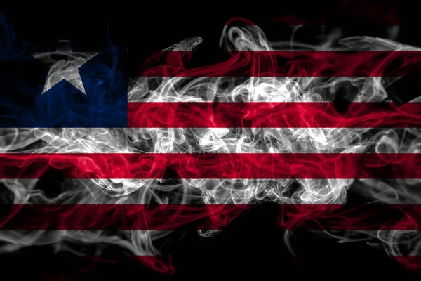 Liberia Smoke Flag Isolated Black Background — Stock Photo, Image