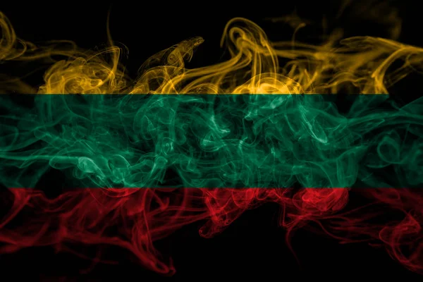 Litvánia Fekete Alapon Izolált Litván Füst Zászló — Stock Fotó
