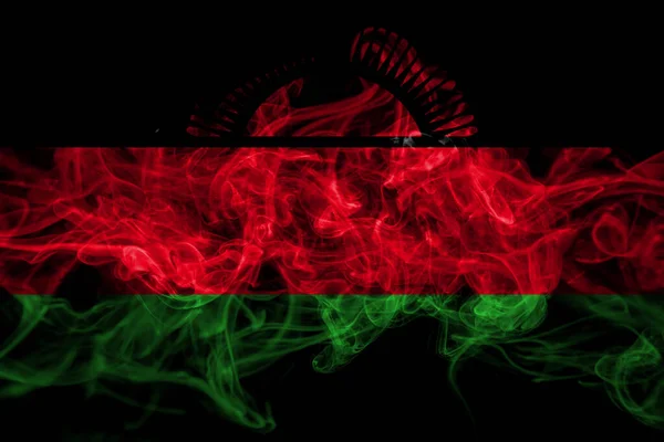 Malawi Rauchfahne Isoliert Auf Schwarzem Hintergrund — Stockfoto