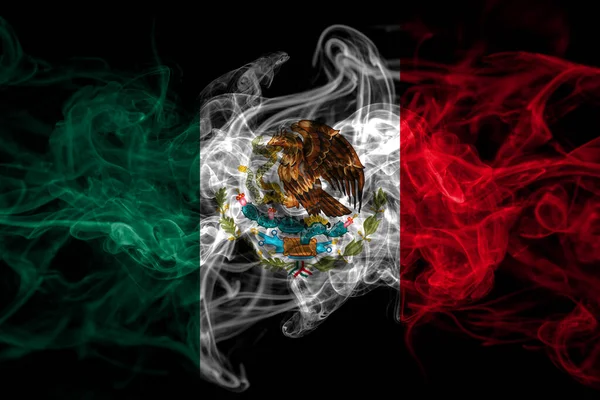 Mexiko Mexikanska Rök Flagga Isolerad Svart Bakgrund — Stockfoto