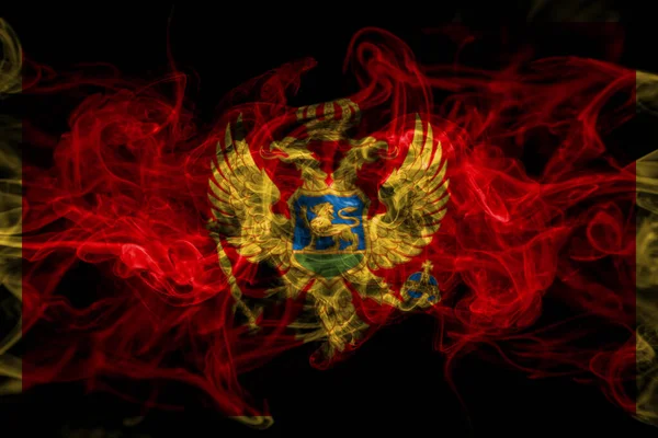 Montenegro Montenegro Rook Vlag Geïsoleerd Zwarte Achtergrond — Stockfoto