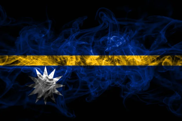 Nauru Nauruan Smoke Flag Ізольований Чорному Тлі — стокове фото