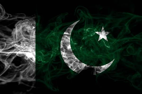 Pakistán Bandera Humo Paquistaní Aislada Sobre Fondo Negro — Foto de Stock