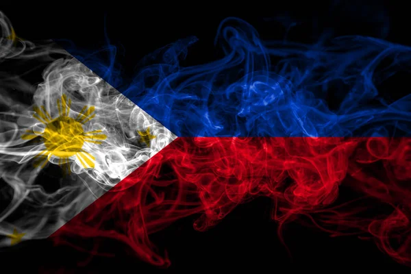 Bandeira Fumaça Filipina Isolada Fundo Preto — Fotografia de Stock