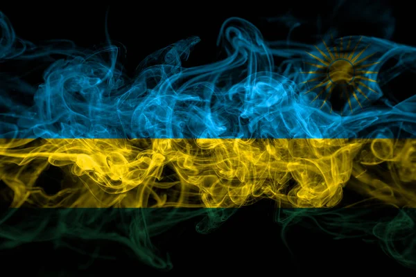 Флаг Руанды Дымом Черном Фоне — стоковое фото