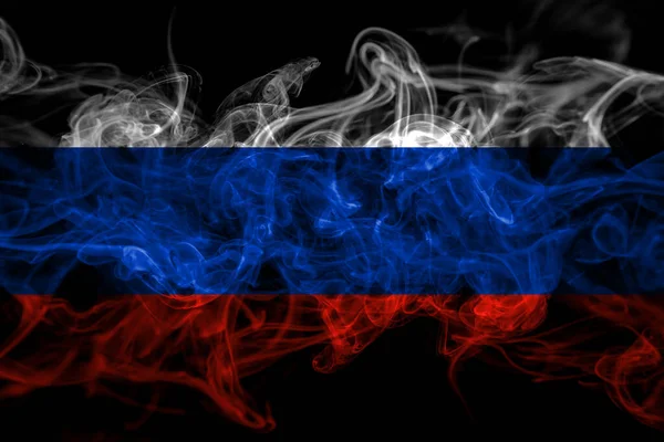 Россия Российский Дымовой Флаг Черном Фоне — стоковое фото