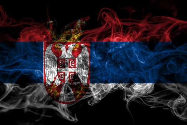 Sırbistan Sırp Duman Bayrağı Siyah Arkaplanda Izole Edildi — Stok fotoğraf