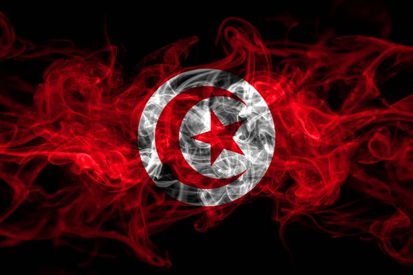 Tunesien Rauchfahne Isoliert Auf Schwarzem Hintergrund — Stockfoto
