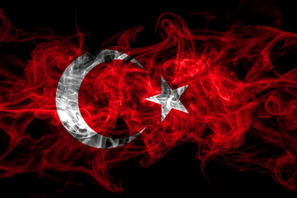 Turkije Turks Turk Rook Vlag Geïsoleerd Zwarte Achtergrond — Stockfoto